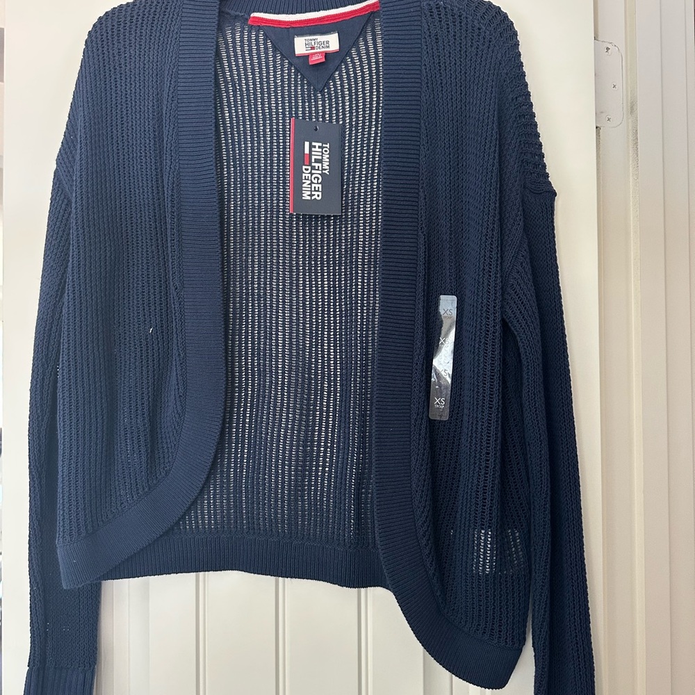 Tommy Hilfiger Blue Cardigan with Textured Knit